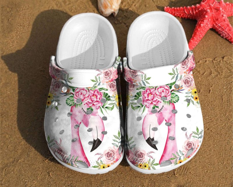 Flamingo Flower Watercolor Floral For Men And Women Gift For Fan Classic Water Rubber clog Shoes Comfy Footwear