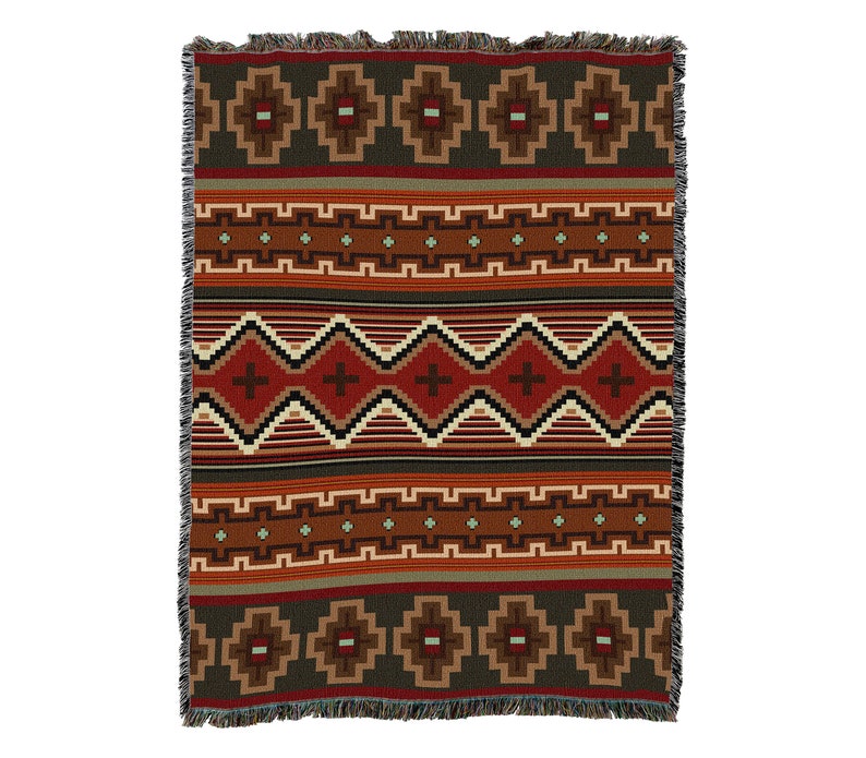 Sundance Native American Inspired Pattern Vintage Retro Style Couch Sofa Blanket,  Woven Throw Blanket Home Decor