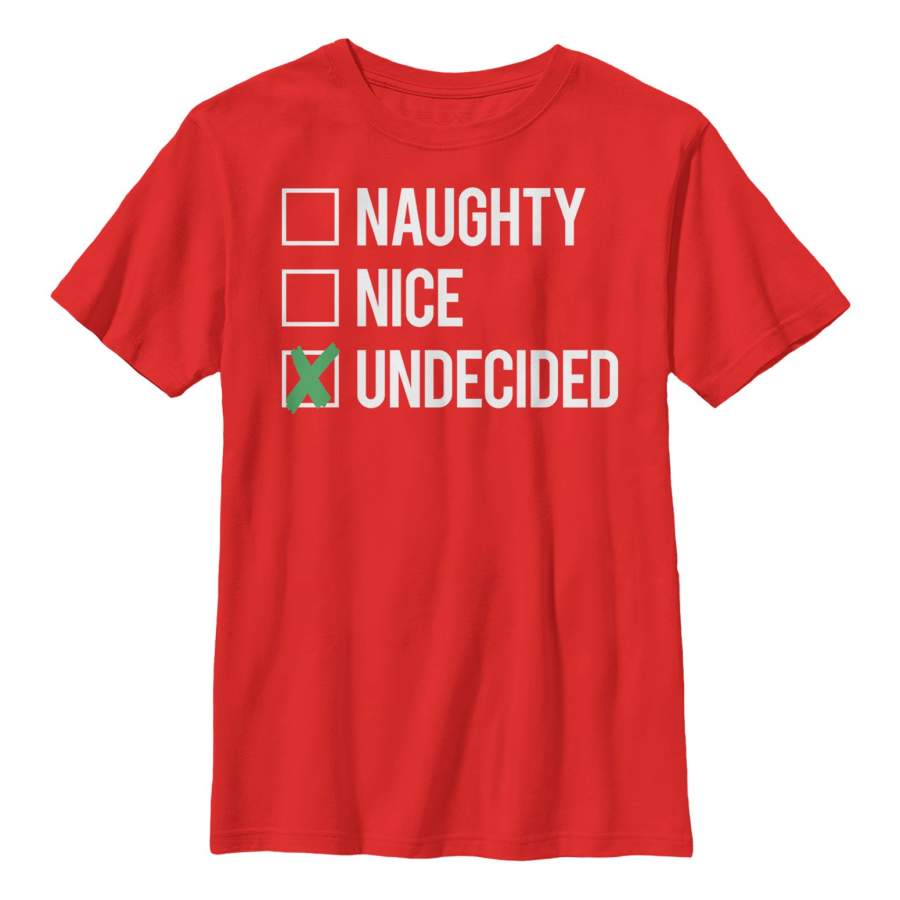 Lost Gods Boy’s Christmas Naughty Nice Undecided  T Shirt