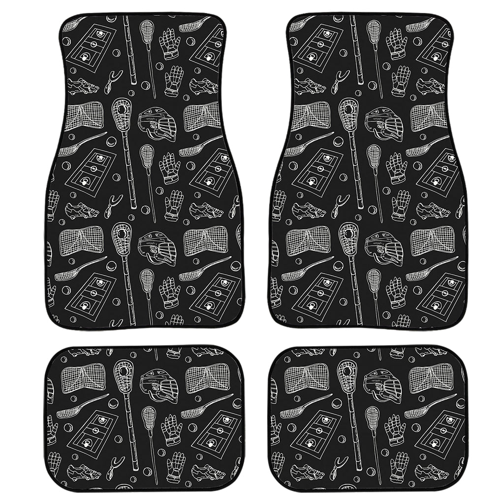 Doodle Lacrosse Pattern Print Front And Back Car Floor Mats, Front Car Mat