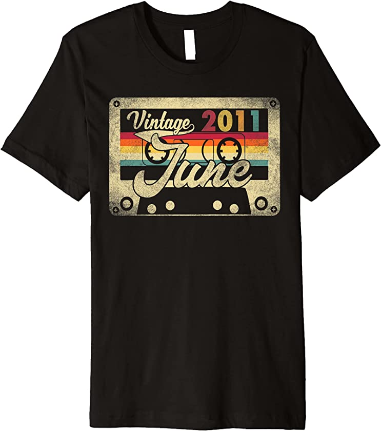 Vintage June 2011 10th Birthday 10 Years Old Retro Cassette Premium T-Shirt