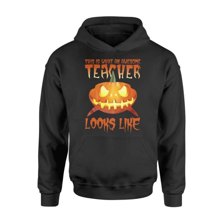 Awesome Teacher Shark Halloween Pumpkin Shark Gift – Standard Hoodie