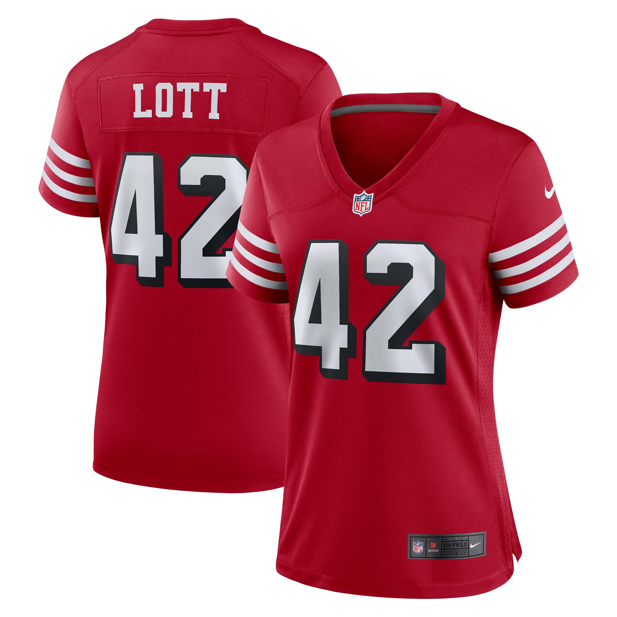 Women’s San Francisco 49ers Ronnie Lott Scarlet Alternate Game Jersey