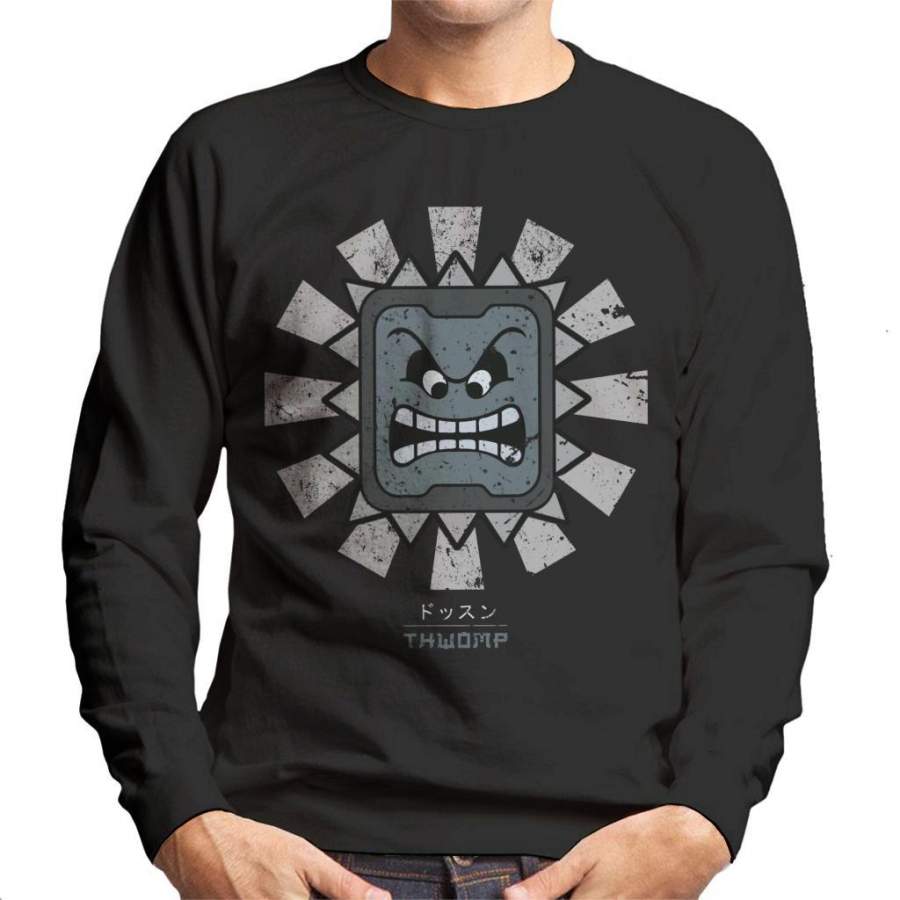 Thwomp Retro Japanese Mario Men’s Sweatshirt