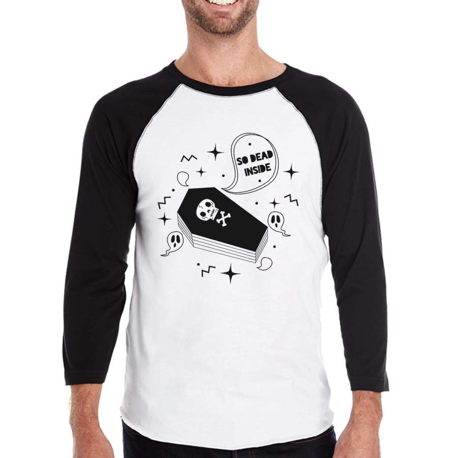 So Dead Inside Coffin Mens Black And White BaseBall Shirt