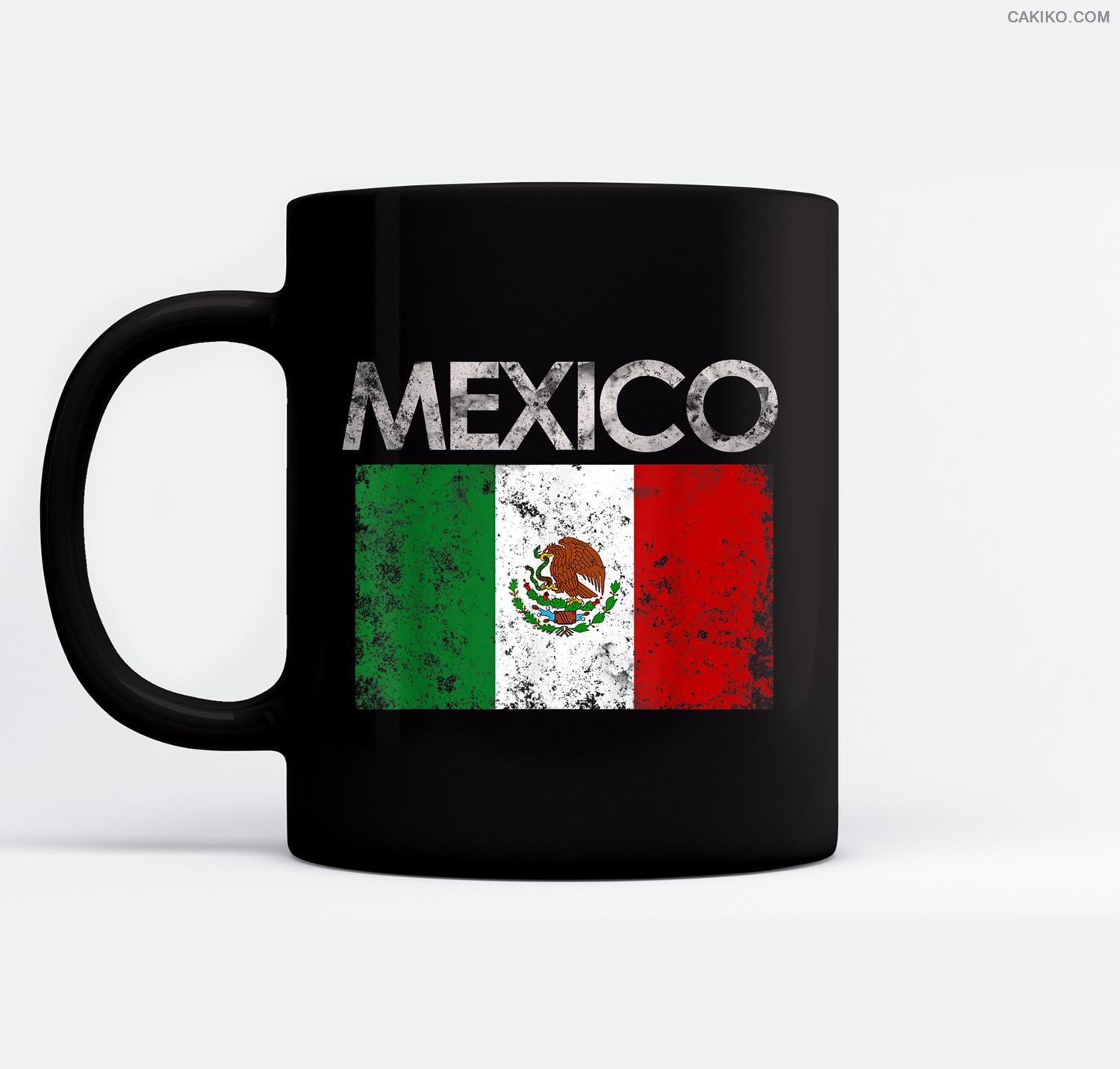 Vintage Mexico Mexican Flag Pride Gift Ceramic Coffee Black Mugs