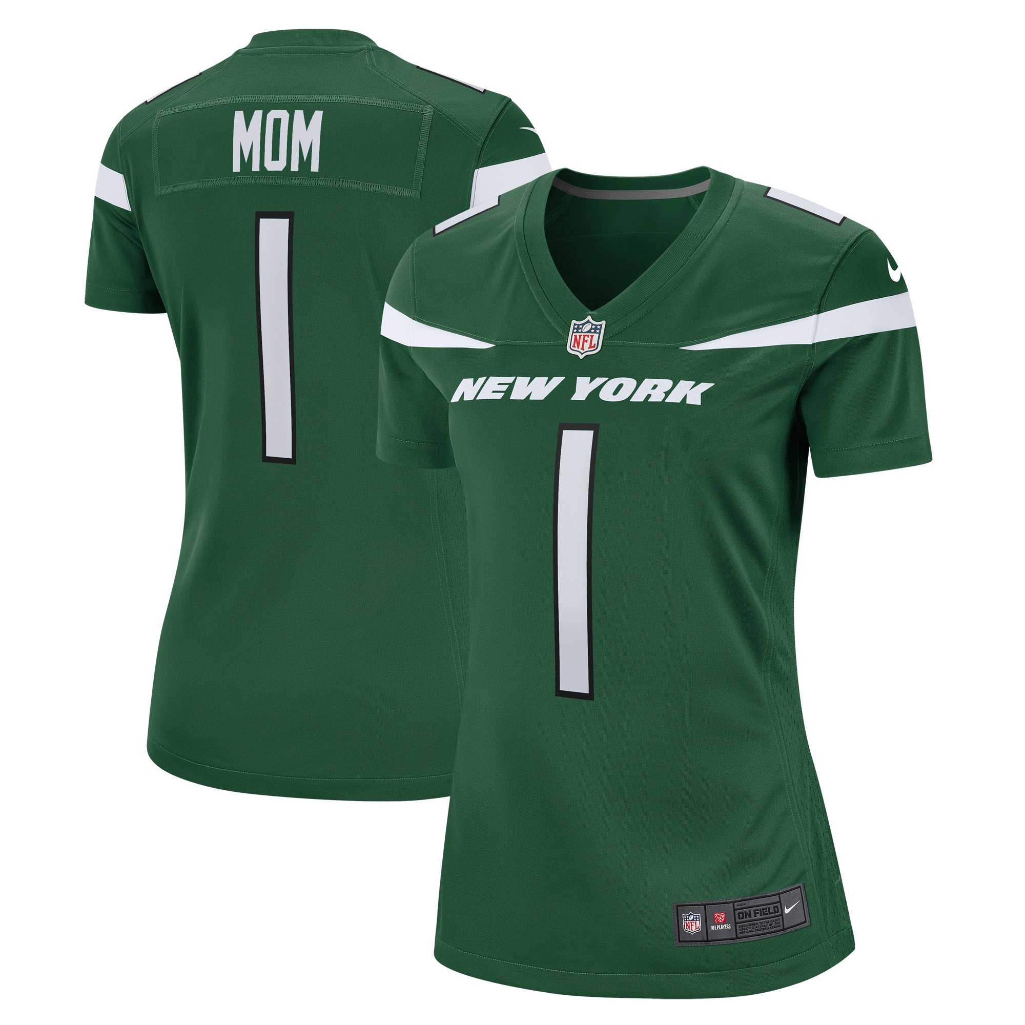 Women’s New York Jets Number 1 Mom Gotham Green Game Jersey