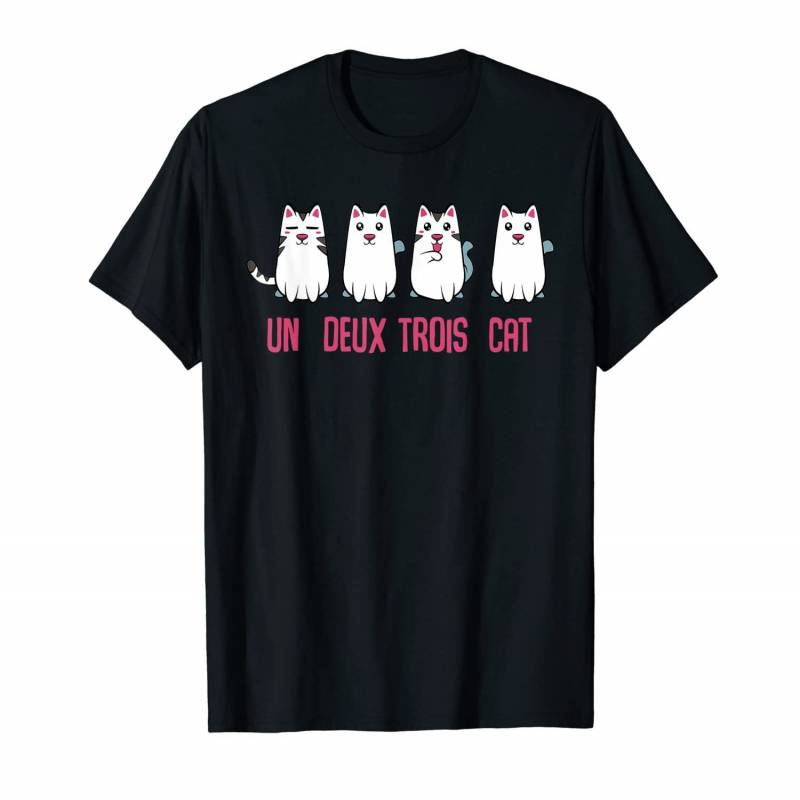 Un Deux Trois Cat Funny French Animal Cat Lover Meowing  T-shirt