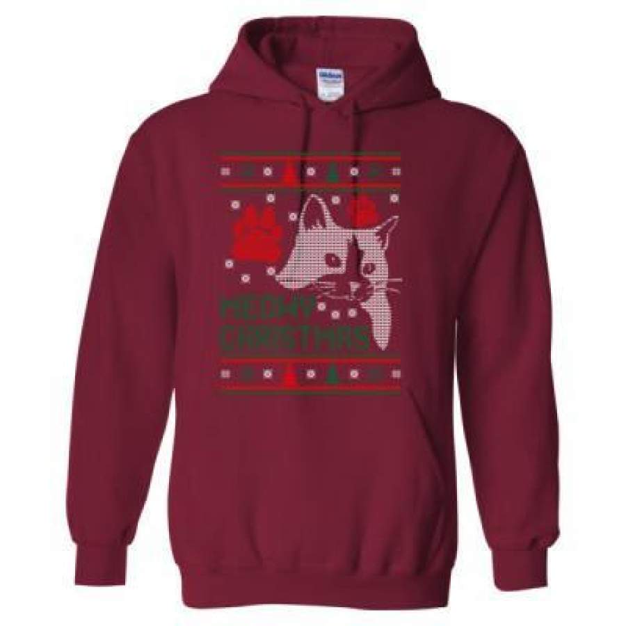 AGR Meowy Christmas Cat Ugly Christmas Sweater Xmas – Heavy Blend™ Hooded Sweatshirt