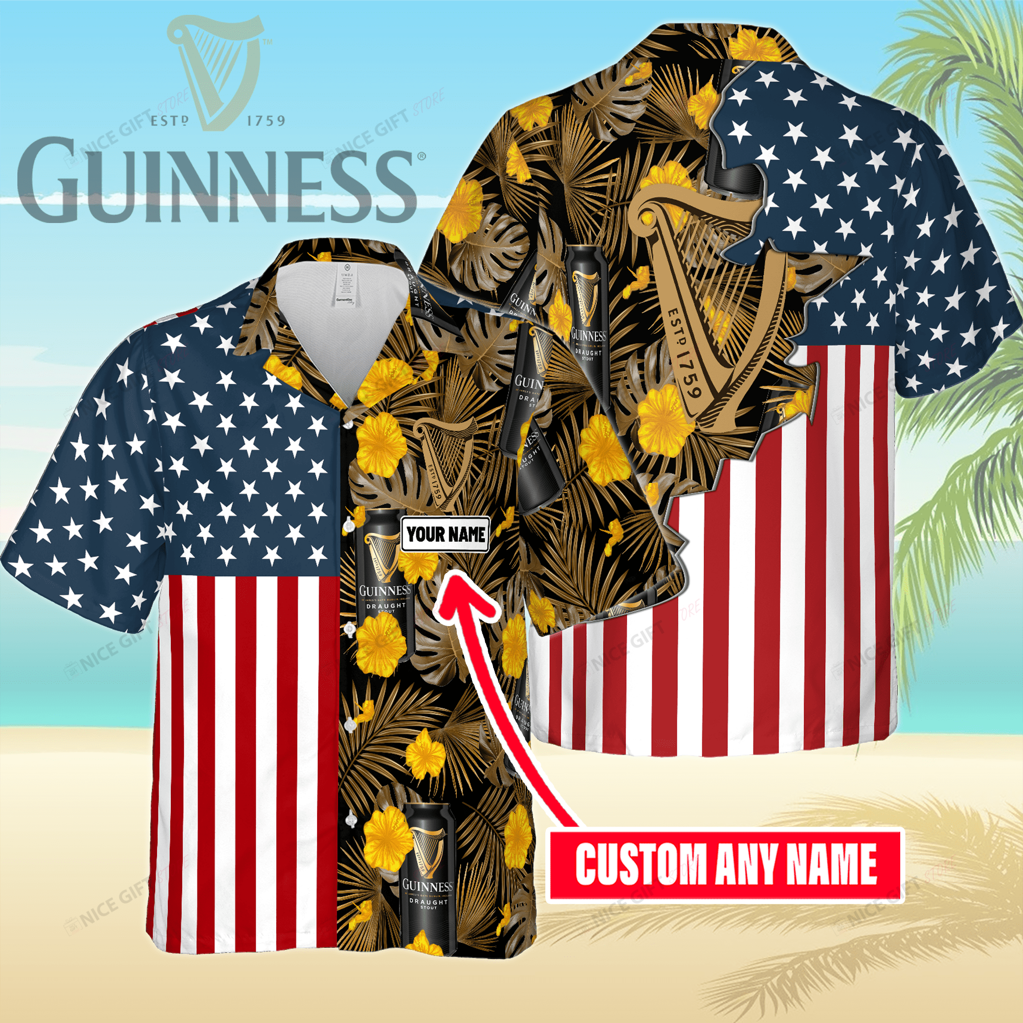 Guinness Custom Name Hawaiian Shirt 3Hs-N5N4