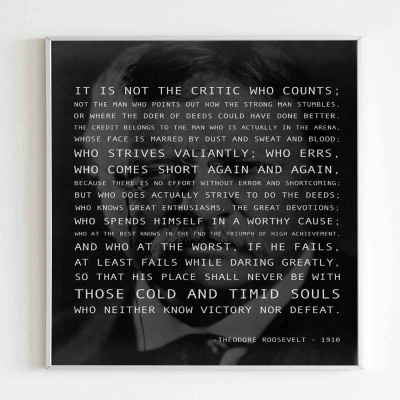 Its Not The Critic Who Counts Theodore Roosevelt Quote Poster - Poster ...