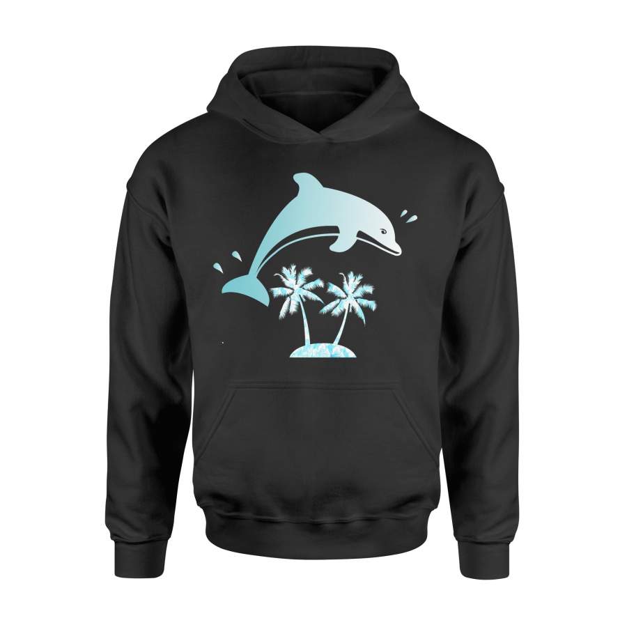 Dolphin Swim Palm Tree Hawaiian Tropical Ocean  Tee   Hoodie