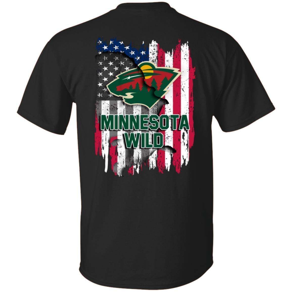 Minnesota Wild American Flag Hockey T-Shirt Fan 4th July PT06