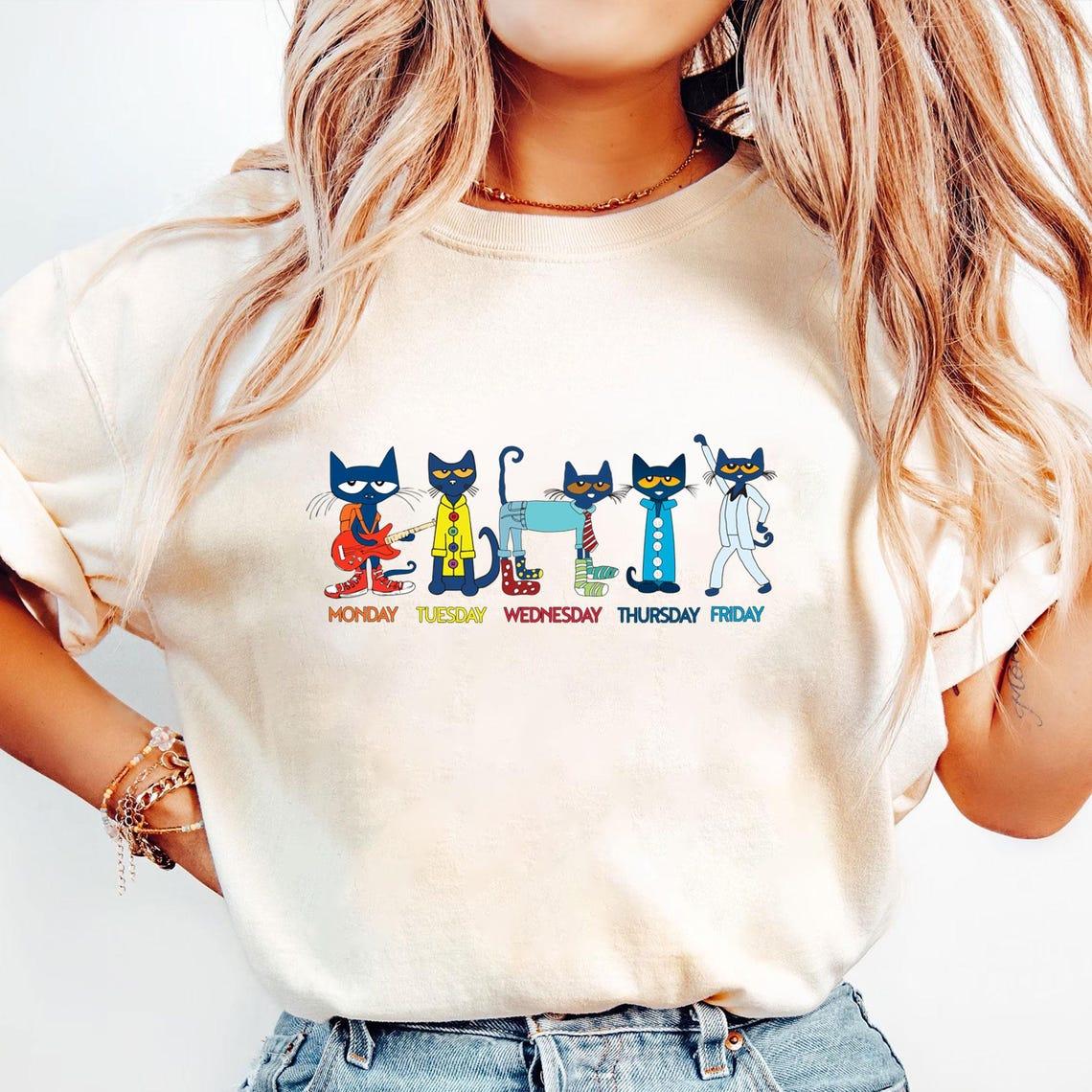 Everyday Of Week Pete The Cat Shirt, Pete The Cat School Shirt, Book Gift, Groovy Cat Sweatshirt