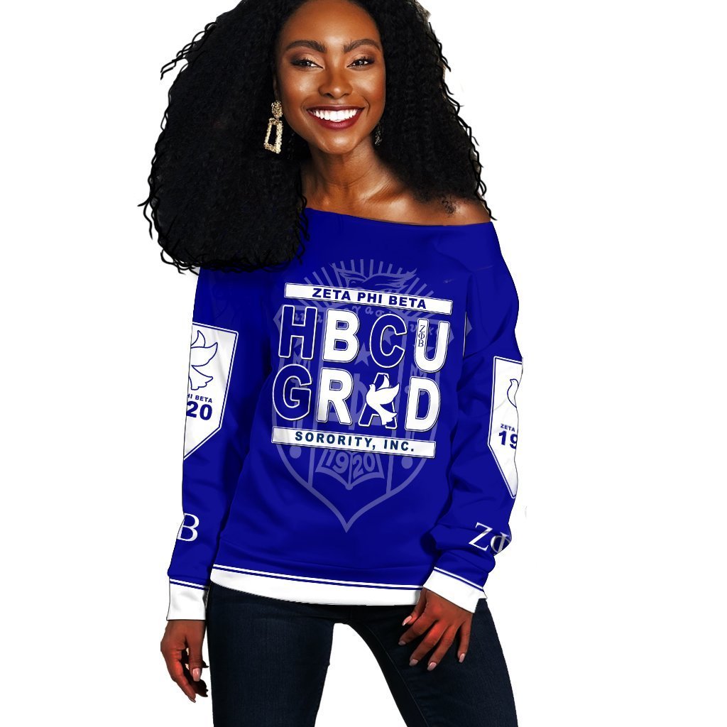 Greek Life Sweatshirt  –  Zeta Phi Beta Women Off Shoulder Hbcu Style J1