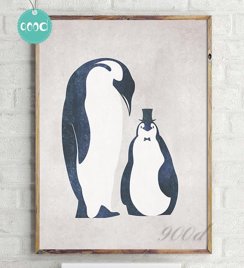 Vintage Cartoon Penguin Baby Print Poster, Pictures For Home Ation, Nursery Home Ye63 Full Hd Personalized Customized Canvas Art Wall Art Wall Decor