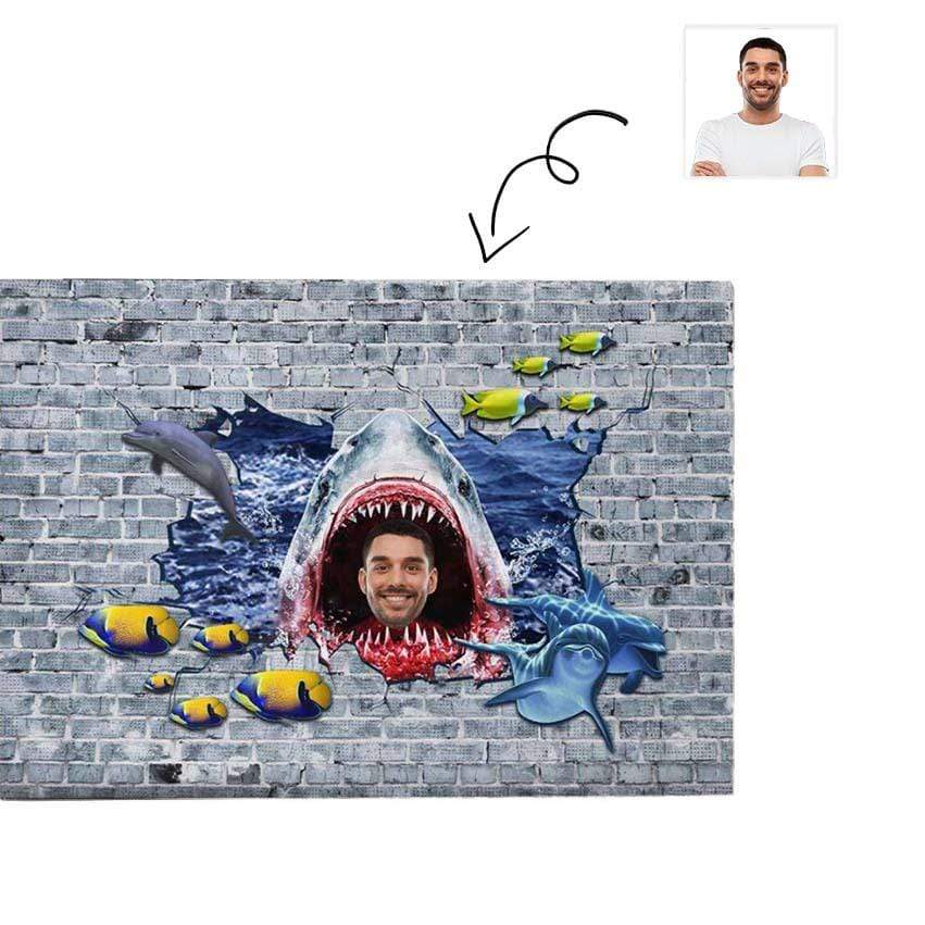 Custom Face Shark Area Rug 7′ X 5′