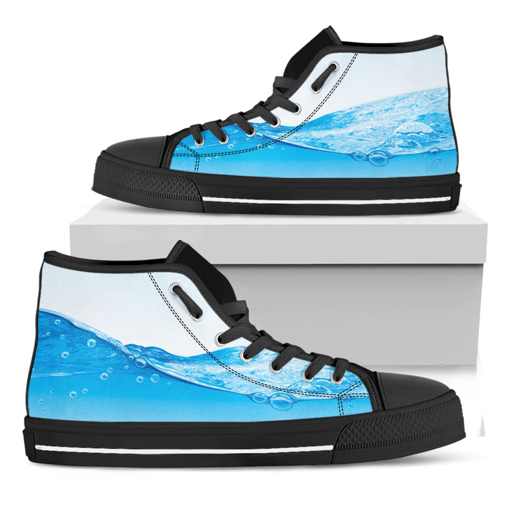 Water Wave Print Black High Top Shoes