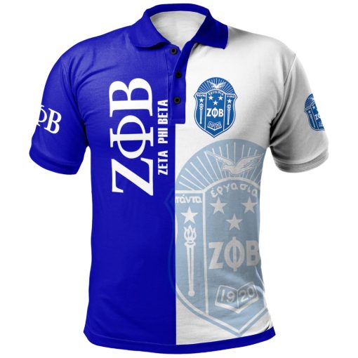 Zeta Phi Beta Sorority Blue White Half Style 3D Polo Shirt