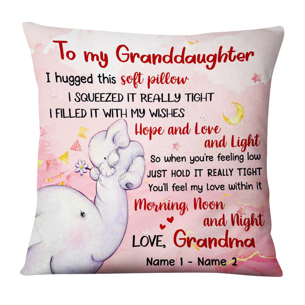 Personalized Mom Grandma Son Grandson Daughter Granddaughter Elephant Birth Annoucement Pillow Nb162 24O36