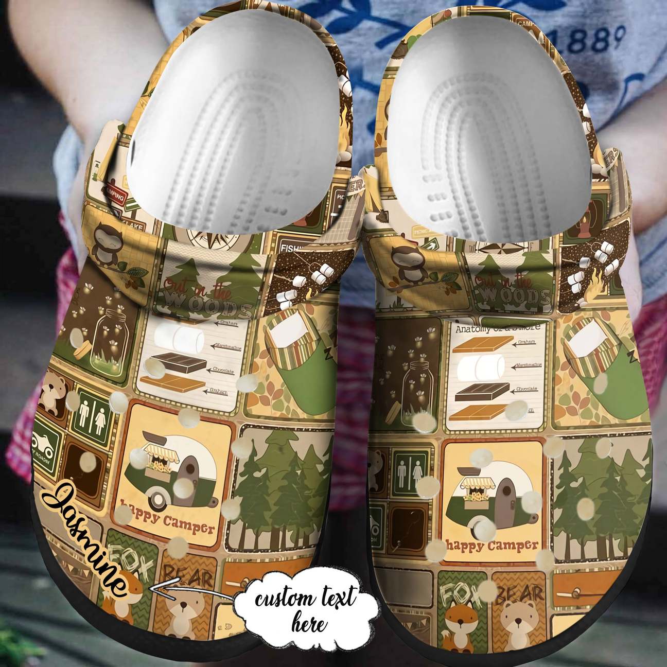 Camping Personalized Clog, Custom Name, Text, Color, Number Fashion Style For Women, Men, Kid, Print 3D Out Into The Wood