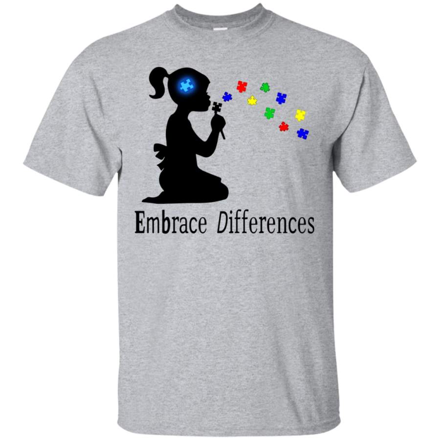 AGR Autism Shirt Embrace Differences T-Shirt for Women and Girls