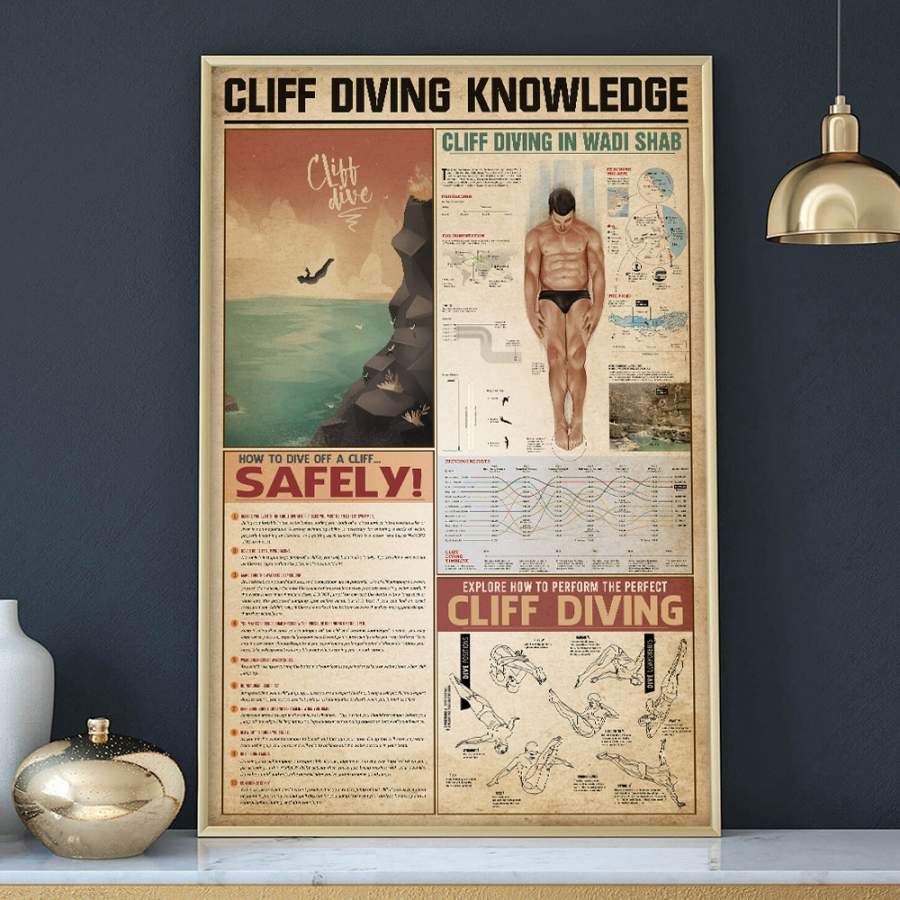 Wozoro Unframed Poster Wall Art Cliff Diving Knowledge Size 11×17, 16×24, 24×36 inch