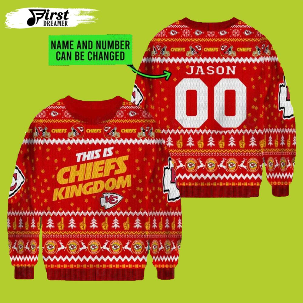 This Is Chiefs Kingdom Kansas City Chiefs Gift For Fan Ugly Wool Sweater Christmas