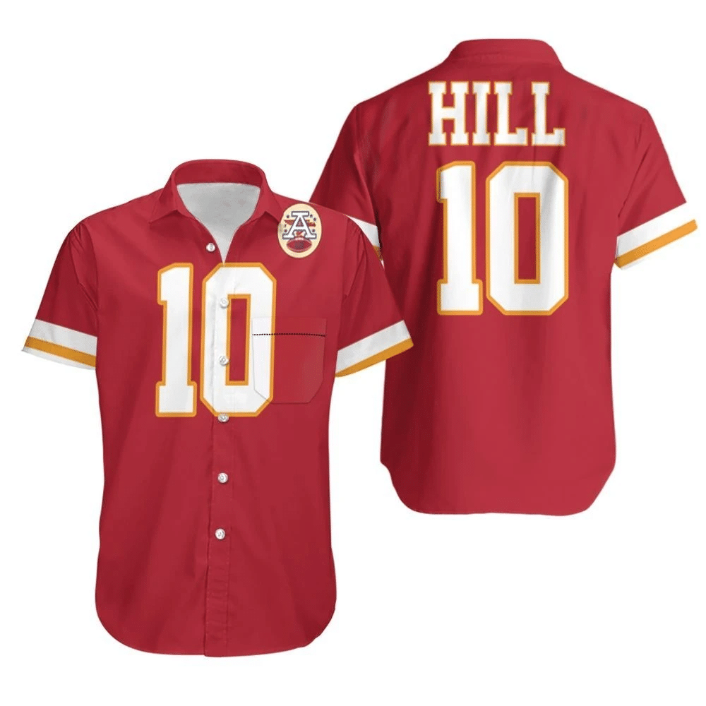 Tyreek Hill Kansas City Chiefs Red Jersey Inspired Style Hawaiian Shirt Beach Set