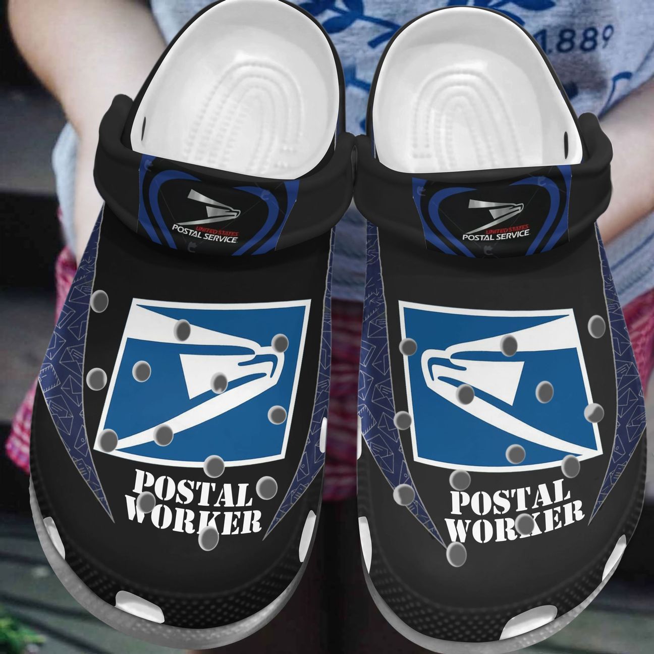 Postal Worker Personalized Clog, Custom Name, Text, Color, Number Fashion Style For Women, Men, Kid, Print 3D Blue Postal Worker