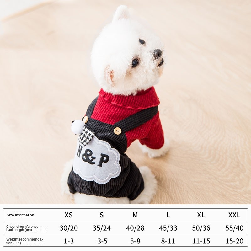 Puppy four-legged clothes autumn teddy winter Bicorn pet miniature dog cat Pomeranian Schnauzer autumn winter style alx