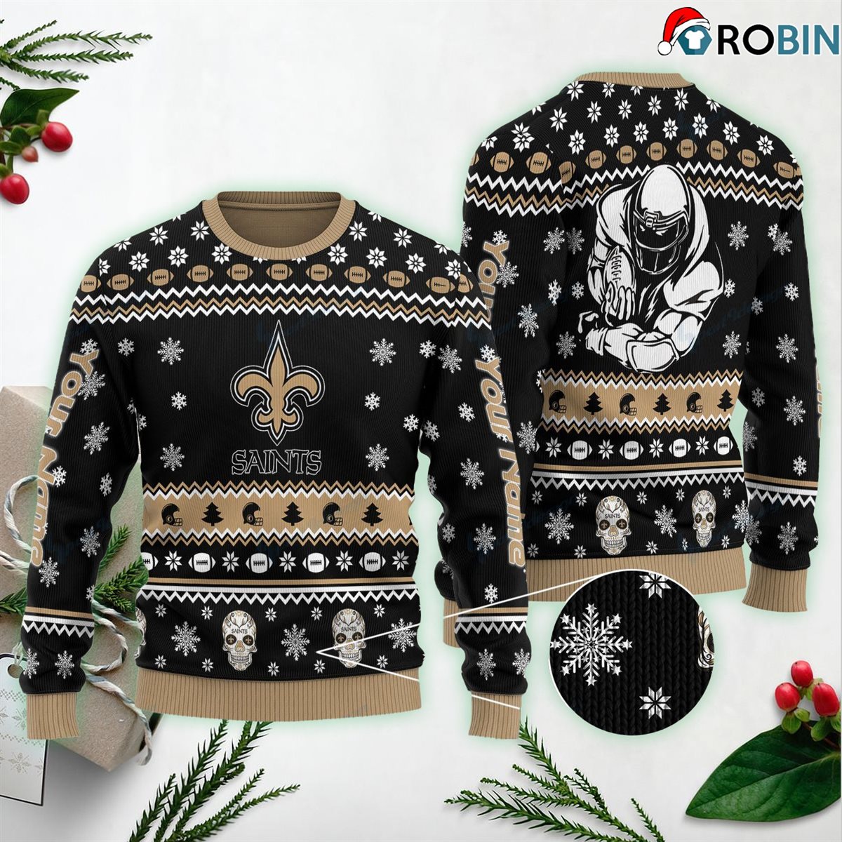 New Orleans Saints Personalized Gift For Fan Ugly Wool Sweater Christmass 35Rbsw