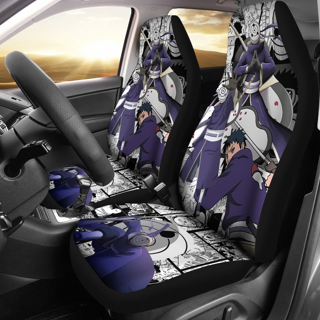 Naruto Anime Car Seat Covers | Obito Uchiha Tobi Mask Men Moments Mix Comic Seat Covers