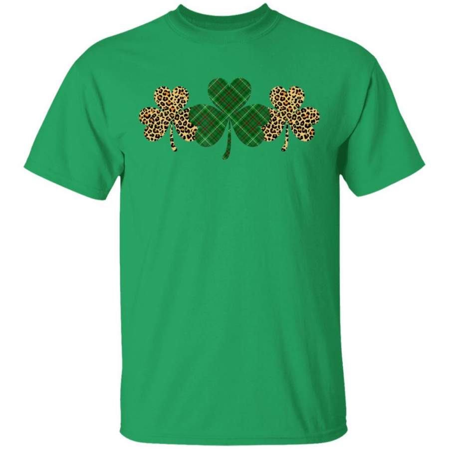 Buffalo Plaid and Leopard Print Shamrocks St Patricks Day T Shirt Saint Paddys Patricks Tshirt Lucky Shirts Drink Green Beer Irish Gifts Funny Tee