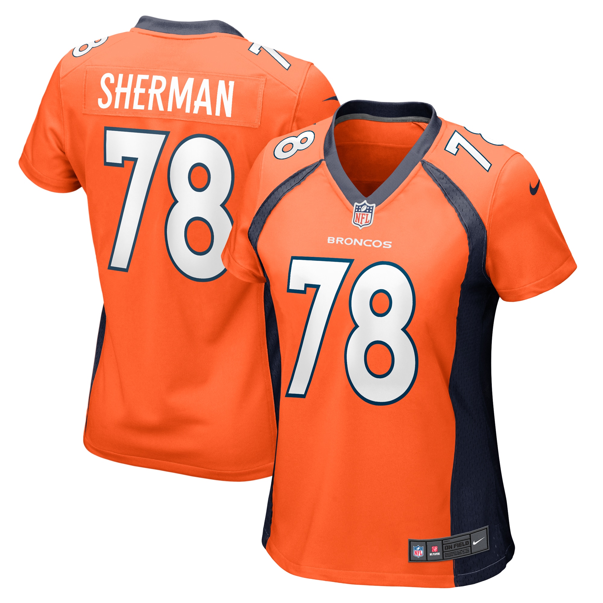 Women’s Denver Broncos William Sherman  Orange Team Game Jersey