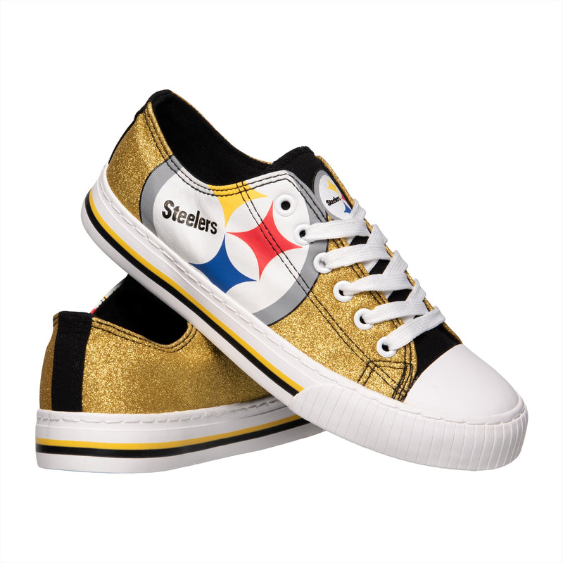 Pittsburgh Steelers NFL Womens Glitter Low Top Canvas Shoes