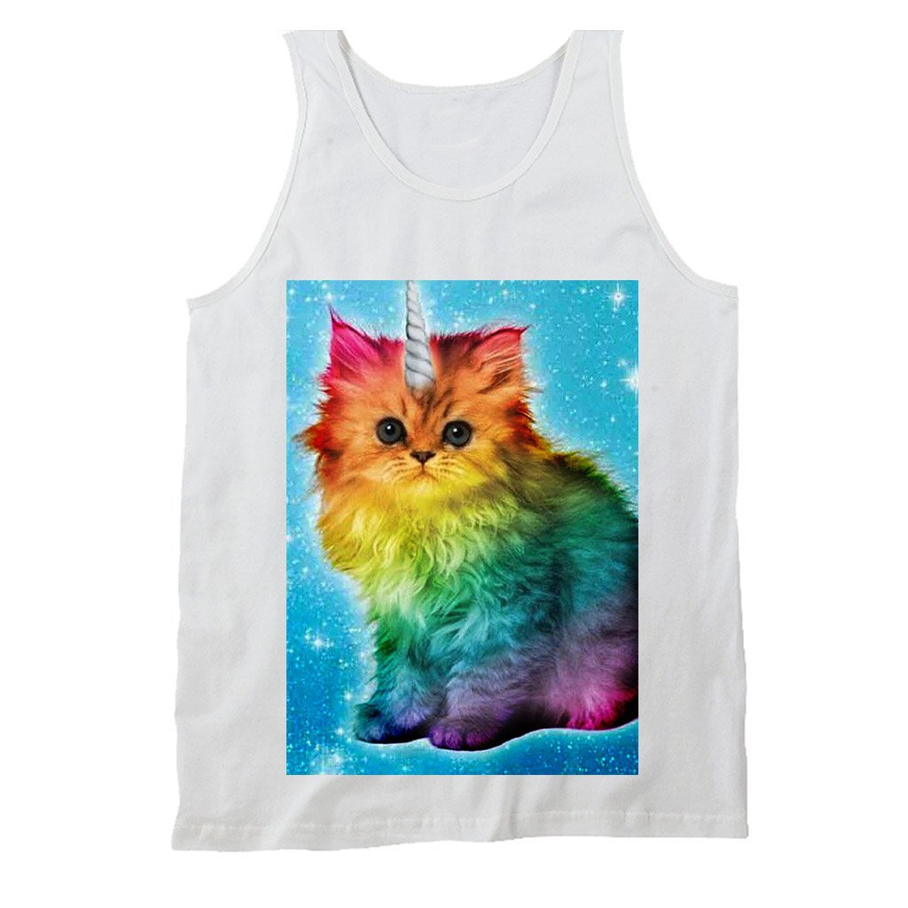 Unicorn Rainbow Cat Kitten Funny Men’s Tank Top