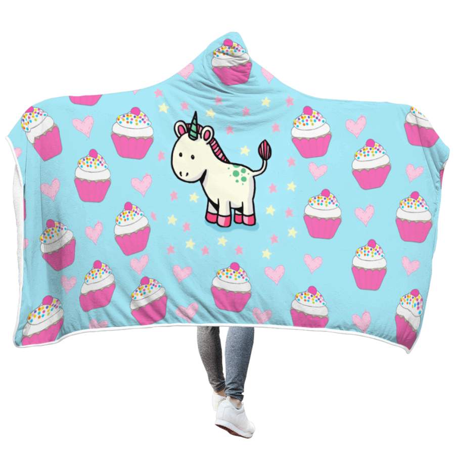 Unicorn and cupcake Custom Hooded Blanket