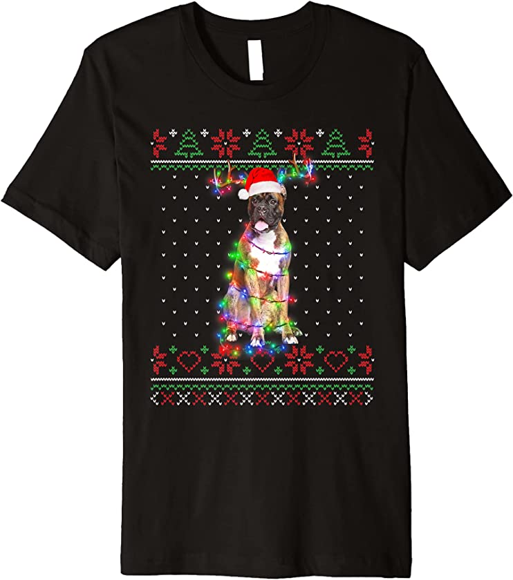 Boxer Dog Ugly Sweater Christmas Puppy Dog Lover Premium T-Shirt