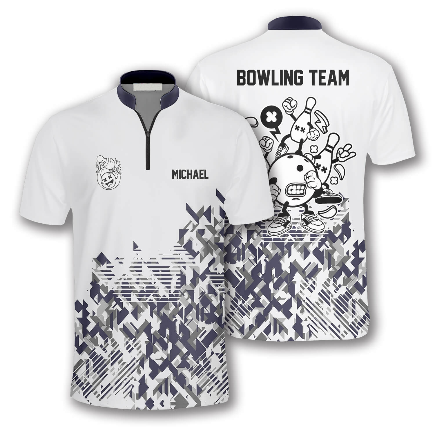 Personalized Name Funny Grey Abstract Custom Bowling Jerseys For Men, Best Shirt For Team Bowling