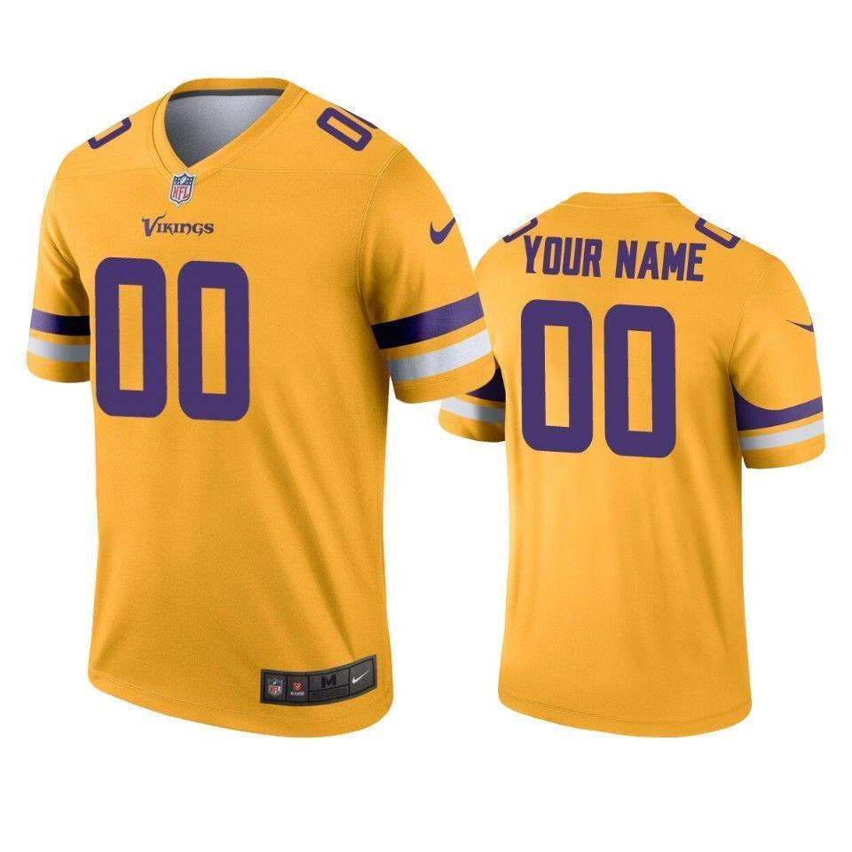 Minnesota Vikings Custom Gold Inverted Legend 3D Jersey