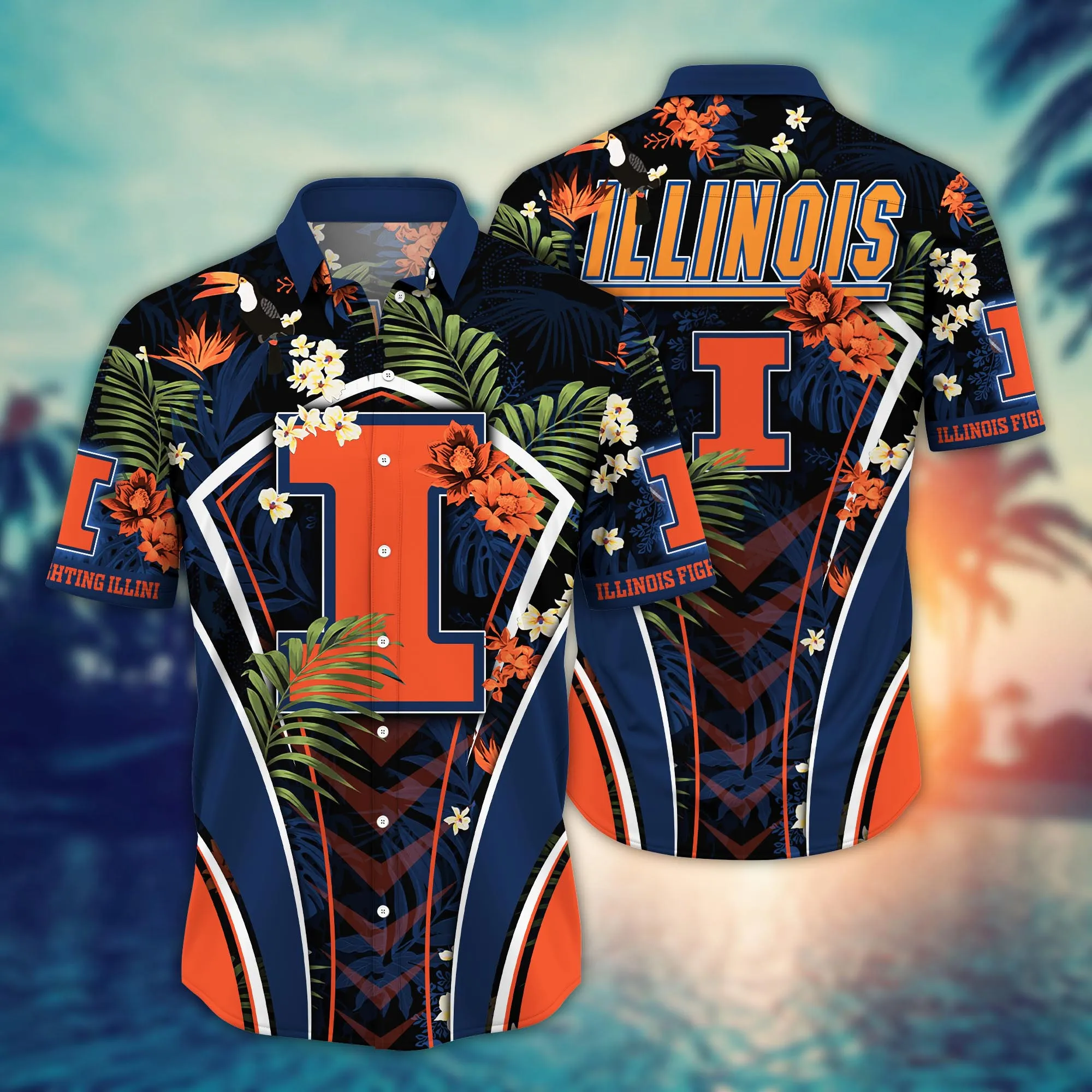 Illinois Fighting Illini NCCA Hawaiian Shirt Sunlit Aloha Shirt