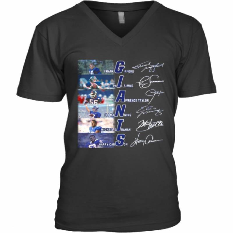 New York Giants Football Players Signatures V-Neck T-Shirt