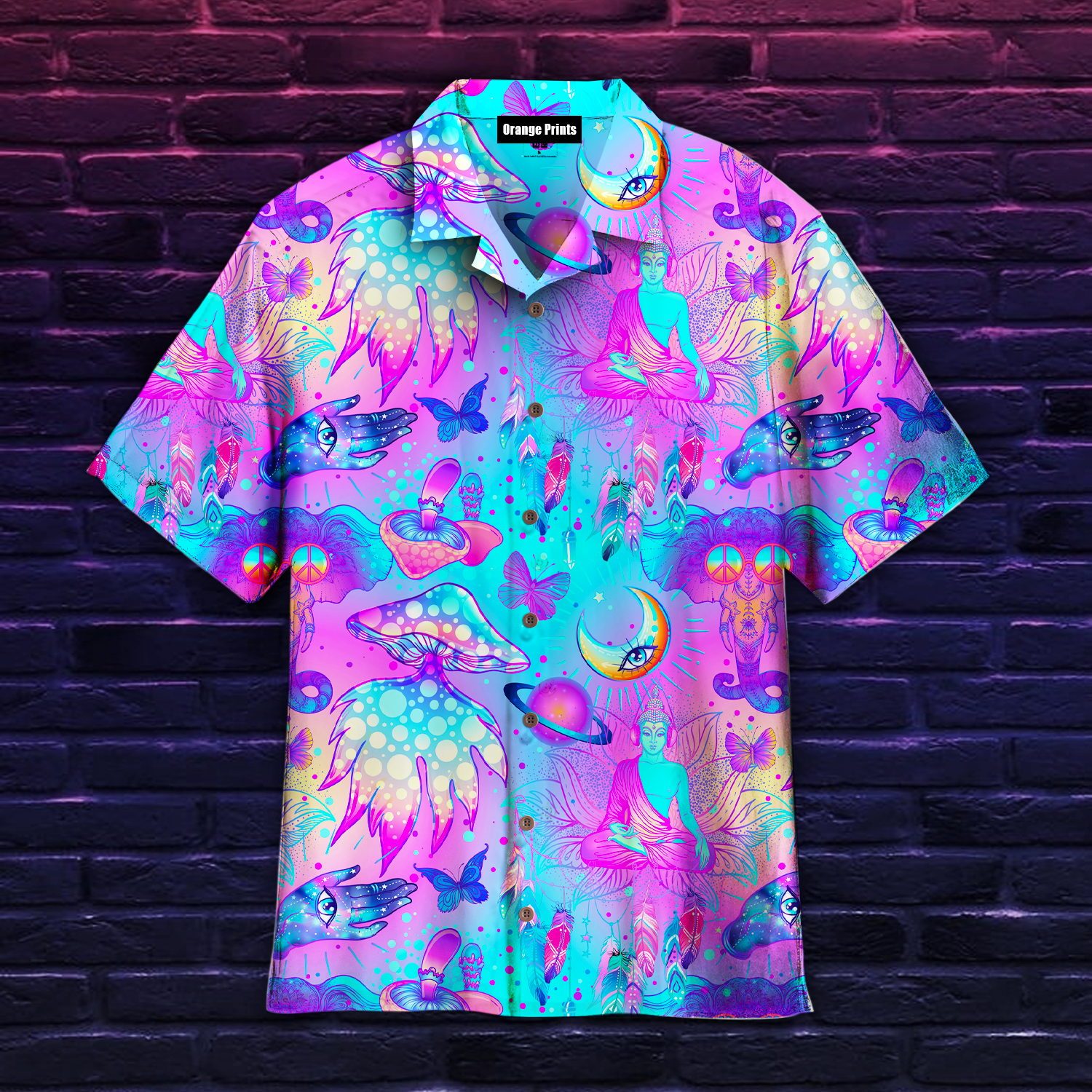 Trippy Hippie Mushrooms Neon Peace Hawaii Shirt For Men Women Ha86776