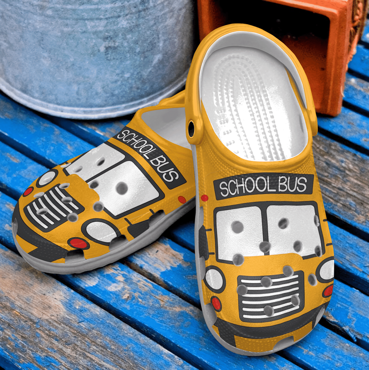 School Bus Personalized Clog, Custom Name, Text, Color, Number Fashion Style For Women, Men, Kid, Print 3D