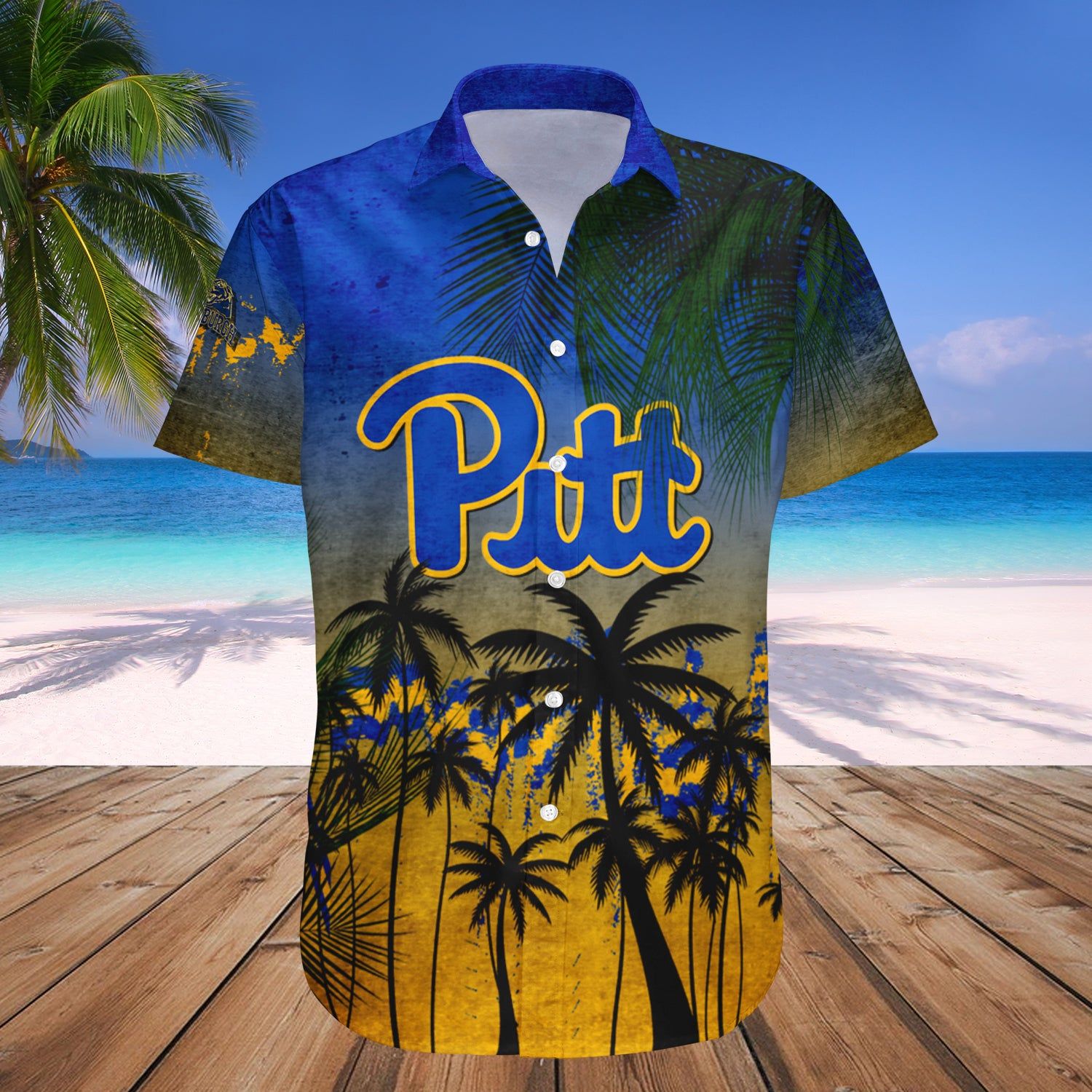 Pittsburgh Panthers Hawaii Shirt Coconut Tree Tropical Grunge – NCCA