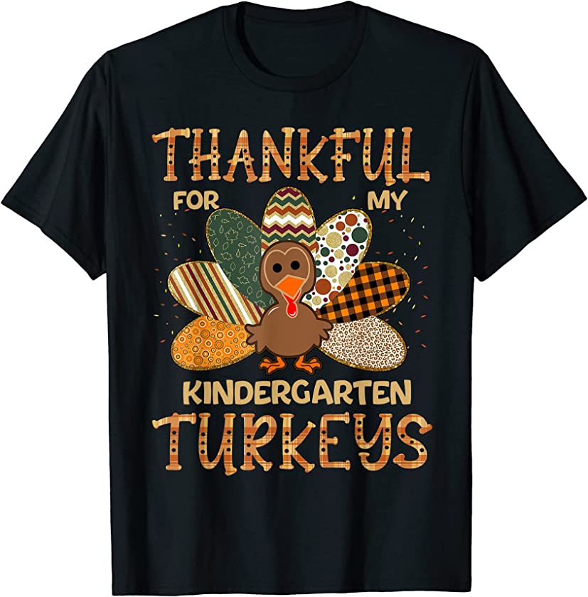 Thankful Turkey Leopard Print Fall Flannels Costume Teacher T-Shirt