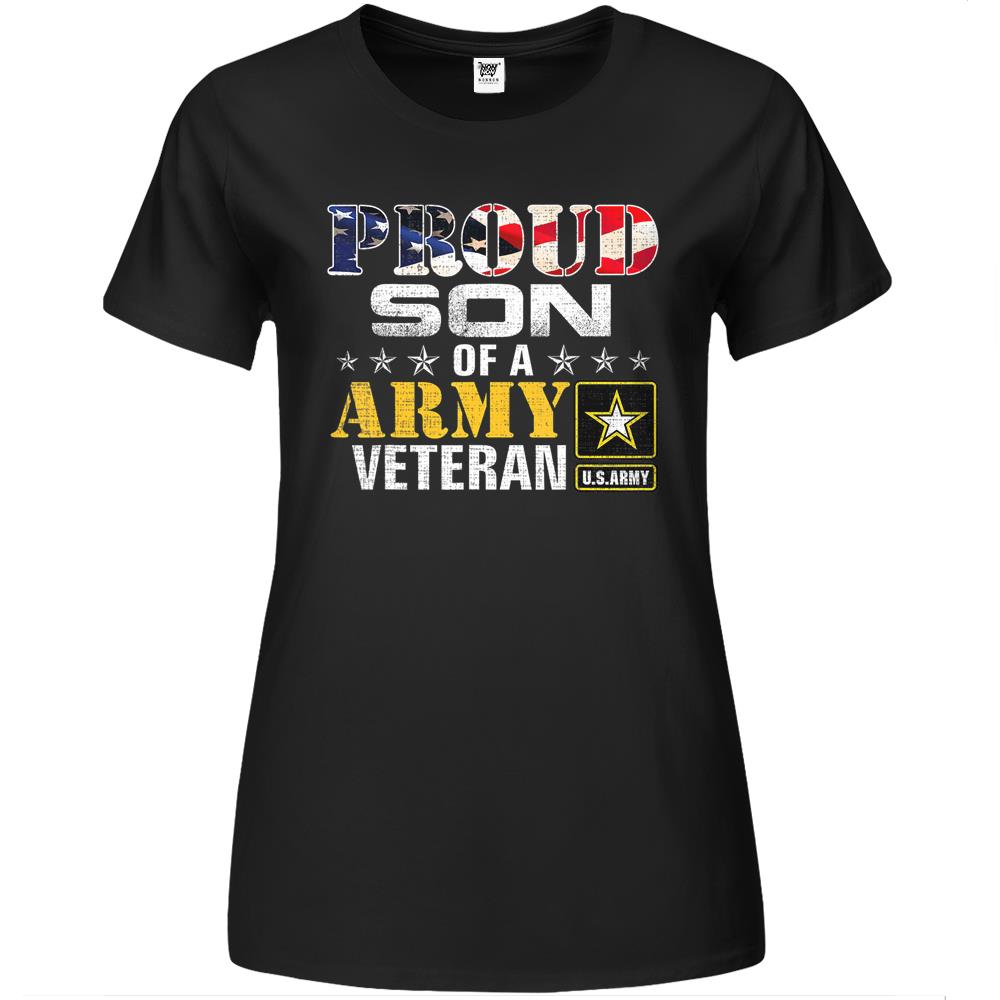 Proud Son Of A Army Veteran American Flag Military Gift Premium Womens Tshirts