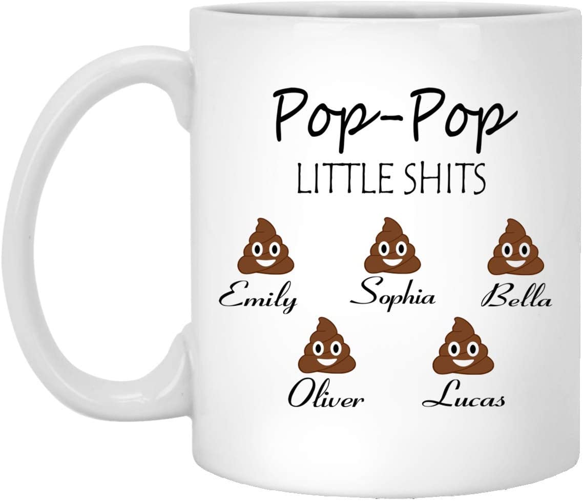 Pop-Pop Gift Personalized – Pop-Pop’S Little Shits – Pop-Pop Funny Mug Customizable – Father’S Day Gift – Gift For Pop-Pop – Pop-Pop’S Birthday 15Oz