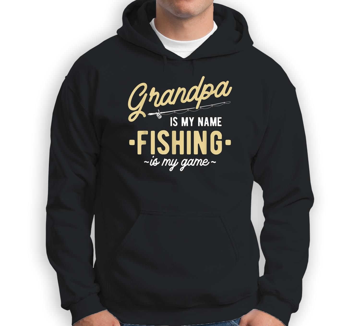 Mens Grandpa Is My Name Fishing Is My Game – Grandad Fishing Sweatshirt & Hoodie